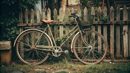 Vintage Bicycle Leaning on Old Fence