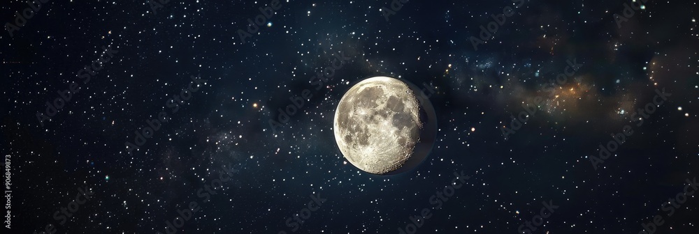 Wall mural Moon shining brightly in the night sky