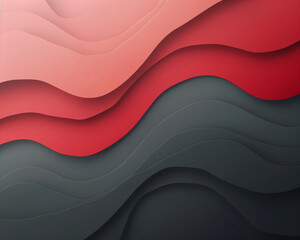 Obraz premium Charcoal and Cherry - abstract, waves, red, black, layers, texture, design, pattern, gradient, modern, 3D, curves, smooth, fluid, elegant, backdrop, art