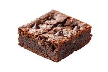 Chocolate brownie isolated on transparent background. 