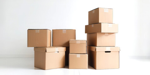 stacks of cardboard boxes on a white background