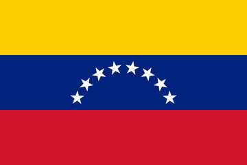 The official national flag of Venezuela. Flag of the Bolivarian Republic of Venezuela. Correct proportions and colors. Vector illustration