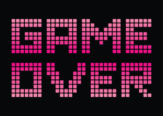 Bitmap Game Over text written on a pixelated blue and black background