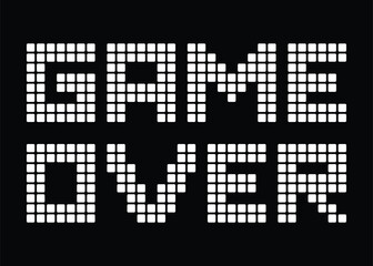 Bitmap Game Over text written on a pixelated blue and black background
