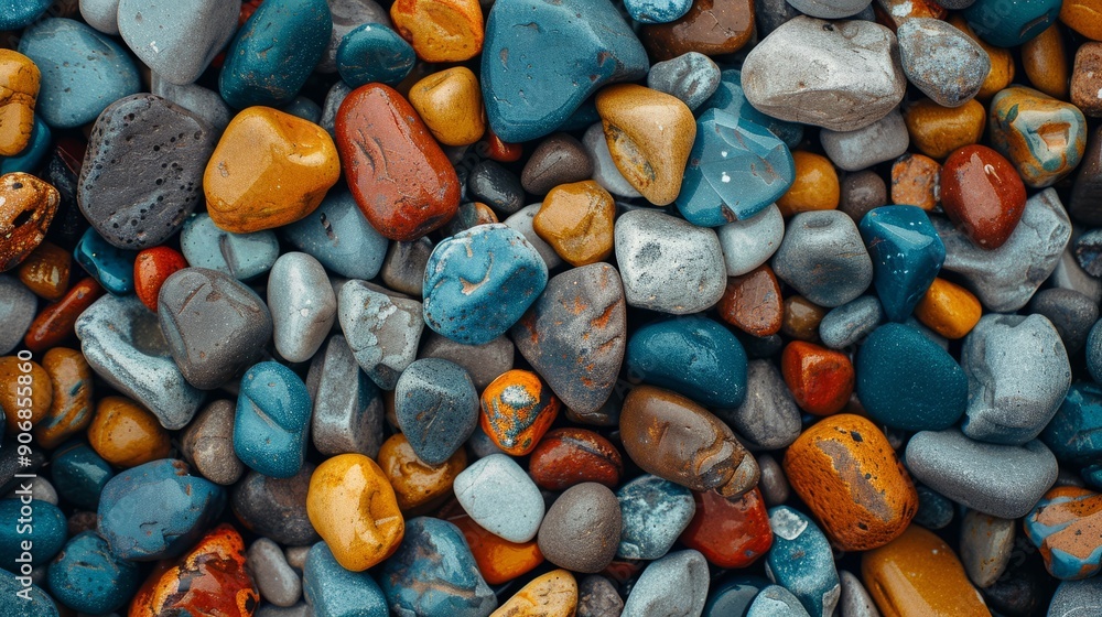 Aufkleber abstract background of colorful small pebbles with varied textures on a surface