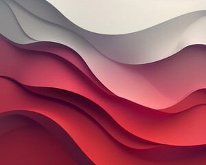 Fototapeta premium Garnet and Silver - abstract, red, white, gradient, waves, layers, smooth, texture, art, design, pattern, modern, background, backdrop, wavy lines, fluid