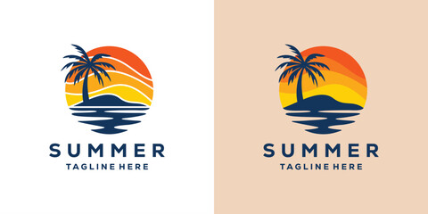 Summer beach logo vector illustration © INNE