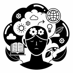 mental health  vector, Silhouette, illustration.
