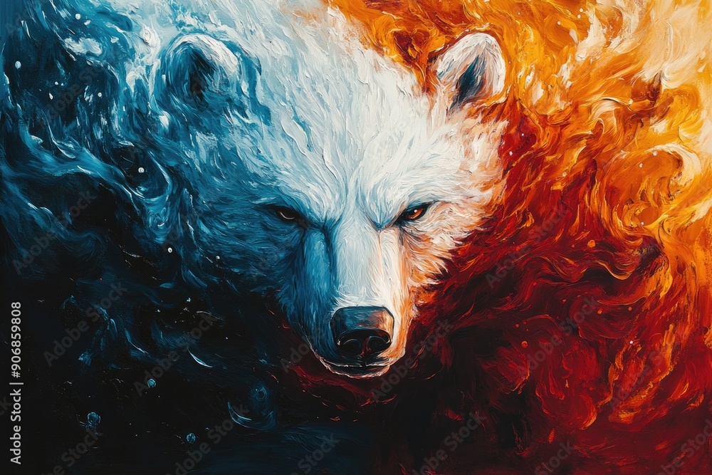 Poster A Bear Emerging From Flames and Ice