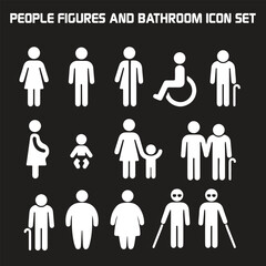 People figures and bathroom icon set 