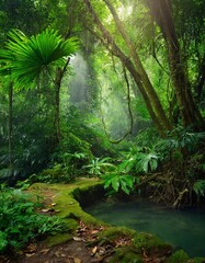 Obraz premium Deep tropical jungles of Southeast Asia in august