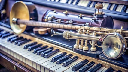 Naklejka premium Close-up of Vintage Musical Instruments