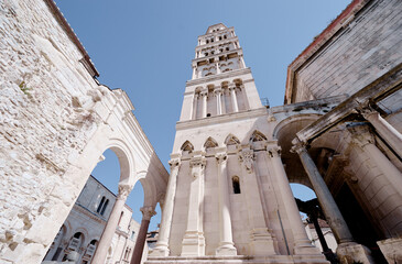 Ancient architecture. Diocletian palace UNESCO world heritage site in Split, Dalmatia, Croatia.