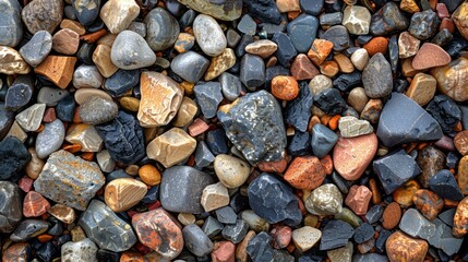 Abstract background of small pebbles in various shapes and colors