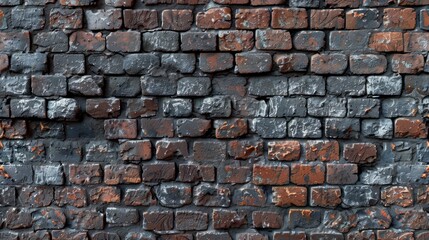 Obraz premium Textured brick wall displaying shades of red and gray in urban setting