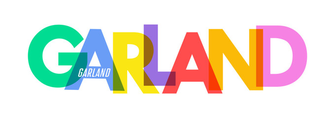 GARLAND. The name of the city on a white background. Vector design template for poster, postcard, banner