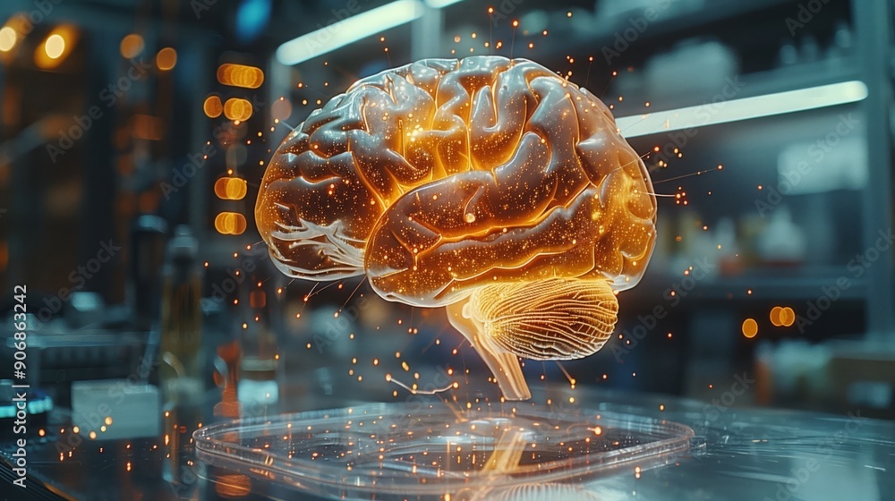 Poster a highly detailed representation of neural networks is displayed in a laboratory setting, emphasizin
