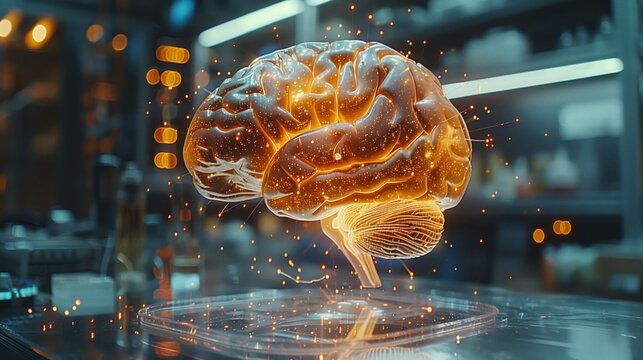 A highly detailed representation of neural networks is displayed in a laboratory setting, emphasizing innovation and advanced technology.