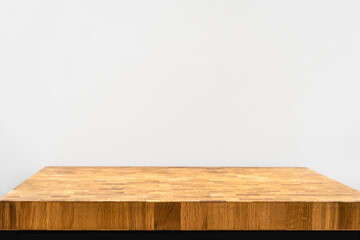 Wood table with blur kitchen room background .For montage product display or design key visual layout.