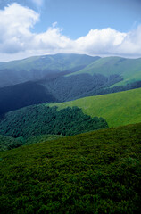 Fototapeta premium Beautiful mountains landscape with green hills. Carpathians, Ukraine.