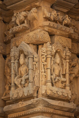 India, Madhya Pradesh, Sihoniya, Beautiful Carvings of Hindu Deities on the Kakanmath Temple, this 11th Century Monument Dedicated to Lord Shiva. 