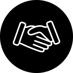 Handshake Vector Line White Circle Black