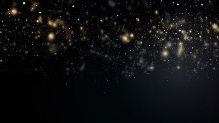black holiday background with Christmas transparent spots glare and shine glitter. New year design