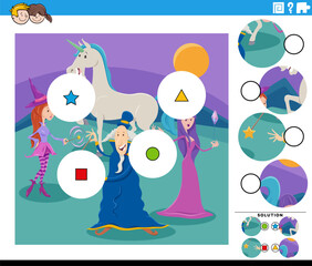 match the pieces game with cartoon fantasy characters
