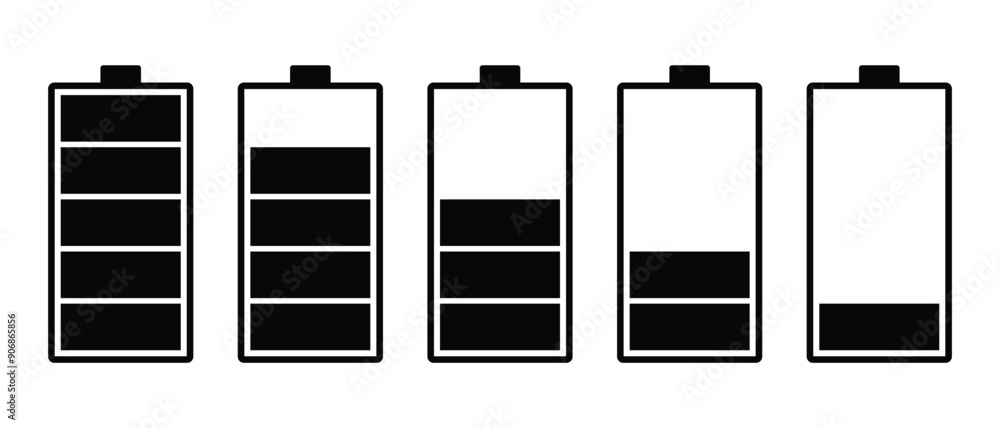 Poster set of battery icons . symbol of different level of accumulator charge. smartphone battery level fro