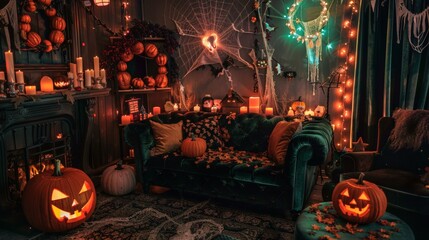 Obraz premium inside a halloween decoration at night