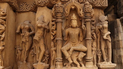 India, Madhya Pradesh, Sihoniya, Beautiful Carvings of Hindu Deities on the Kakanmath Temple, this 11th Century Monument Dedicated to Lord Shiva. 