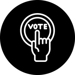 Vote Button Vector Line White Circle Black