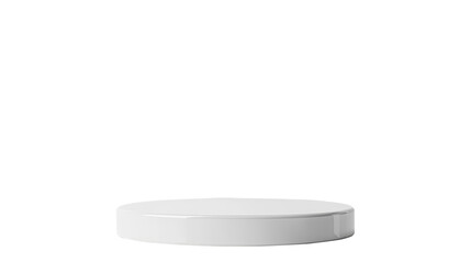 Minimalistic white product podium stage isolated on transparent background, for product display, presentation and branding. PNG, cutout. 