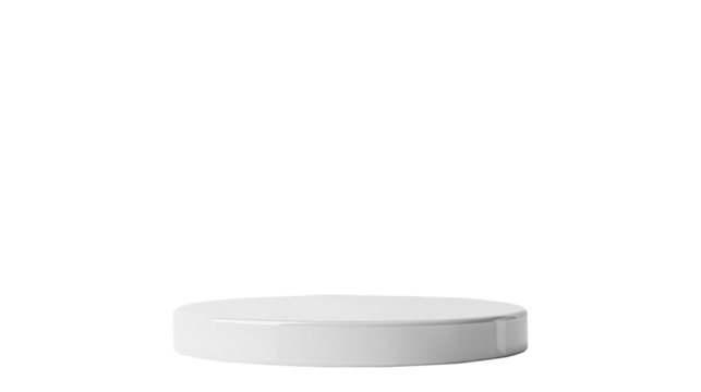Minimalistic white product podium stage isolated on transparent background, for product display, presentation and branding. PNG, cutout. 