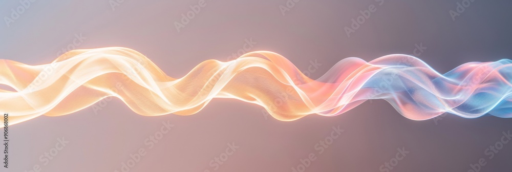 Poster neon blue and pink light waves - abstract digital art - fluid motion and energy - night scene - futu