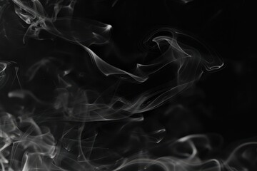 Mystical white smoke swirling on a dark background, creating an ethereal and abstract effect.