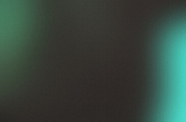 Black turquoise blue abstract Blurred Background for Light Overlay. Color gradient. Rough grunge grain noise. Dusted Backgound. Dark green glowing grainy gradient background, noise texture effect