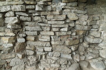  Old Ladoga, Russia, July 8, 2024. Stones of the wall of the old fortress.                              