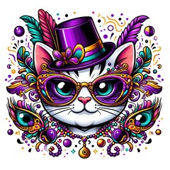 Stylish Cat with Top Hat and Sunglasses
