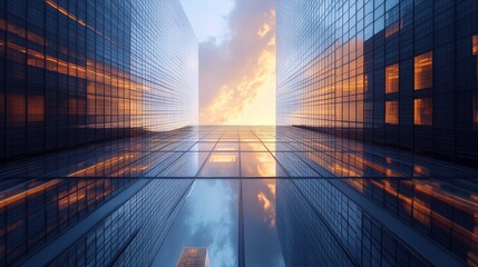 A high-resolution image of a modern skyscraper with reflective glass and detailed architecture