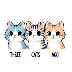 Three Cats Ago - Adorable Cartoon Cats Illustration