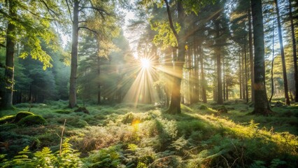 Secluded Forest Clearing with Sunlight