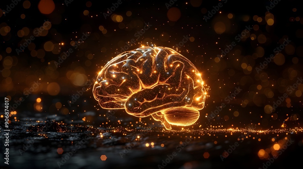 Aufkleber glowing neural connections of an intelligence brain in abstract background