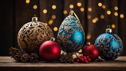 Christmas decoration on wooden table Christmas decoration on wooden table