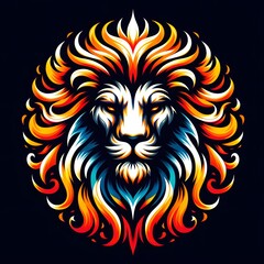 Fiery Lion Head Illustration