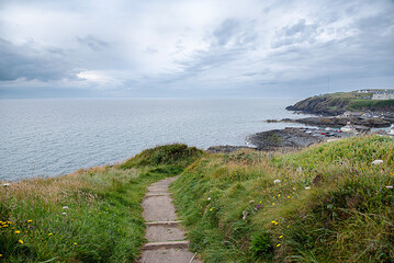 Landscape photography of  seaside and village; Scotland; UK; Portpatrick; bay; sea; building; wall; serenity; scenery; panorama; historic; town