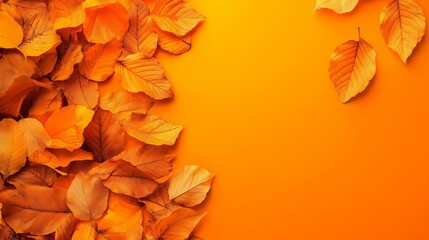 Fototapeta premium Autumn banner with orange leaves
