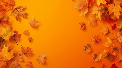 Fototapeta premium Autumn banner with orange leaves