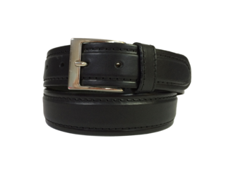 A black belt with a silver buckle