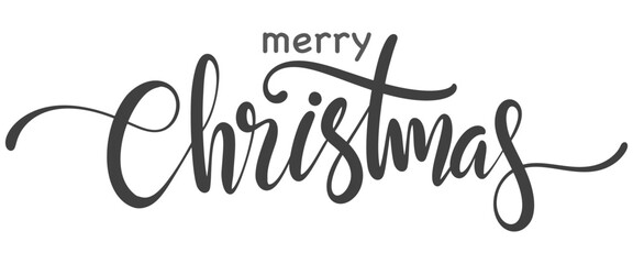Merry christmas hand lettering calligraphy isolated on white background. Vector holiday illustration element. Merry Christmas script calligraphy